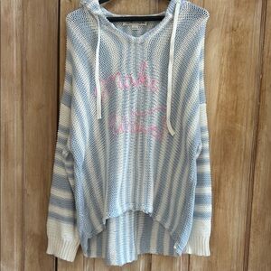 Vintage Havana Blue and White Striped Women's Sweater
